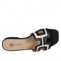 Sabo para mujer en piel negra y rafia color crema tacon 2 - Tallas disponibles:  33, 34, 35, 42, 43, 44, 45, 46