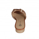 Sabo para mujer en piel cognac y rafia beis tacon 2 - Tallas disponibles:  33, 34, 35, 42, 43, 44, 45, 46