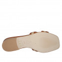 Sabot da donna in pelle color cuoio e rafia beige tacco 2 - Misure disponibili: 33, 34, 35, 42, 43, 44, 45, 46