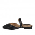 Woman's mule with closed toe in black leather with straps heel 2 - Available sizes:  32, 33, 34, 35, 42, 43, 44, 45, 46