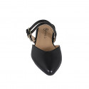 Woman's mule with closed toe in black leather with straps heel 2 - Available sizes:  32, 33, 34, 35, 42, 43, 44, 45, 46