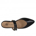 Mule cerrado en punta para mujer con correas en piel negra tacon 2 - Tallas disponibles:  32, 33, 34, 35, 42, 43, 44, 45, 46