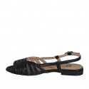 Sandalia para mujer en piel negra tacon 2 - Tallas disponibles:  32, 33, 34, 35, 42, 43, 44, 45, 46