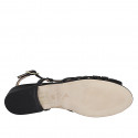 Sandalia para mujer en piel negra tacon 2 - Tallas disponibles:  32, 33, 34, 35, 42, 43, 44, 45, 46