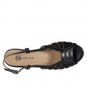 Sandale pour femmes en cuir noir talon 2 - Pointures disponibles:  32, 33, 34, 35, 42, 43, 44, 45, 46