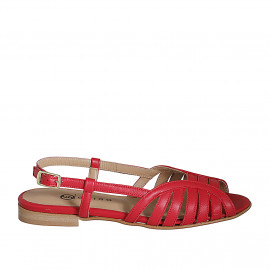 Sandalo da donna in pelle rossa tacco 2 - Misure disponibili: 32, 33, 34, 35, 42, 43, 44, 45