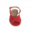 Sandalia para mujer en piel roja tacon 2 - Tallas disponibles:  32, 33, 34, 35, 42, 43, 44, 45, 46