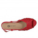 Sandalia para mujer en piel roja tacon 2 - Tallas disponibles:  32, 33, 34, 35, 42, 43, 44, 45, 46