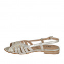 Woman's sandal in platinum laminated leather heel 2 - Available sizes:  32, 33, 34, 35, 42, 43, 44, 45, 46