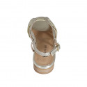 Woman's sandal in platinum laminated leather heel 2 - Available sizes:  32, 33, 34, 35, 42, 43, 44, 45, 46