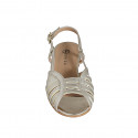 Woman's sandal in platinum laminated leather heel 2 - Available sizes:  32, 33, 34, 35, 42, 43, 44, 45, 46