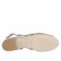 Woman's sandal in platinum laminated leather heel 2 - Available sizes:  32, 33, 34, 35, 42, 43, 44, 45, 46