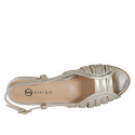 Woman's sandal in platinum laminated leather heel 2 - Available sizes:  32, 33, 34, 35, 42, 43, 44, 45, 46