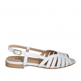 Sandalia para mujer en piel blanca tacon 2 - Tallas disponibles:  32, 34, 35, 42, 43, 44, 45, 46