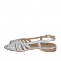 Sandalo da donna in pelle laminata argento tacco 2 - Misure disponibili: 32, 33, 34, 35, 42, 43, 44, 45, 46