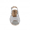 Sandalo da donna in pelle laminata argento tacco 2 - Misure disponibili: 32, 33, 34, 35, 42, 43, 44, 45, 46