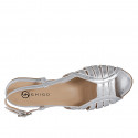 Woman's sandal in silver laminated leather heel 2 - Available sizes:  32, 33, 34, 35, 42, 43, 44, 45, 46