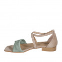 Woman's open shoe with strap in beige and green suede heel 2 - Available sizes:  32, 33, 34, 35, 42, 43, 44, 45, 46