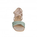 Woman's open shoe with strap in beige and green suede heel 2 - Available sizes:  32, 33, 34, 35, 42, 43, 44, 45, 46