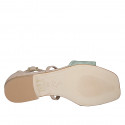 Woman's open shoe with strap in beige and green suede heel 2 - Available sizes:  32, 33, 34, 35, 42, 43, 44, 45, 46