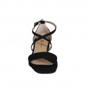 Woman's open shoe with strap in black suede heel 2 - Available sizes:  32, 33, 34, 35, 42, 43, 44, 45, 46