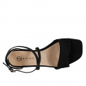 Woman's open shoe with strap in black suede heel 2 - Available sizes:  32, 33, 34, 35, 42, 43, 44, 45, 46