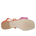 Zapato abierto con cinturon para mujer en gamuza naranja y fucsia tacon 2 - Tallas disponibles:  32, 33, 34, 35, 42, 43, 44, 45, 46