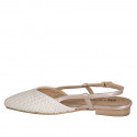 Woman's slingback shoe in cream-colored raffia and copper laminated leather heel 2 - Available sizes:  32, 33, 34, 35, 42, 43, 44, 45, 46