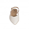 Woman's slingback shoe in cream-colored raffia and copper laminated leather heel 2 - Available sizes:  32, 33, 34, 35, 42, 43, 44, 45, 46