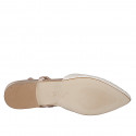 Decolté aperta sul tallone in rafia color crema e pelle laminata rame tacco 2 - Misure disponibili: 32, 33, 34, 35, 42, 43, 44, 45, 46