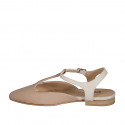 Woman's slingback shoe in pink and cream-colored leather with T-strap heel 2 - Available sizes:  32, 33, 34, 35, 42, 43, 44, 45, 46