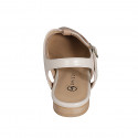 Woman's slingback shoe in pink and cream-colored leather with T-strap heel 2 - Available sizes:  32, 33, 34, 35, 42, 43, 44, 45, 46