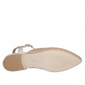 Woman's slingback shoe in pink and cream-colored leather with T-strap heel 2 - Available sizes:  32, 33, 34, 35, 42, 43, 44, 45, 46