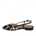 Woman's slingback shoe in black leather and spotted black and white suede heel 2 - Available sizes:  32, 33, 34, 35, 42, 43, 44, 46