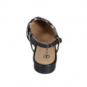 Chaussure ouverte au talon pour femmes en cuir noir et daim tacheté blanc et noir talon 2 - Pointures disponibles:  32, 33, 34, 35, 42, 43, 44, 46