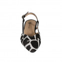 Woman's slingback shoe in black leather and spotted black and white suede heel 2 - Available sizes:  32, 33, 34, 35, 42, 43, 44, 46