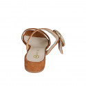 Mule para mujer en gamuza de color cognac con hebilla y elastico tacon 3 - Tallas disponibles:  32, 33, 34, 35, 42, 43, 44, 45