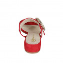 Mule para mujer en gamuza roja con hebilla y elastico tacon 3 - Tallas disponibles:  32, 33, 34, 35, 42, 43, 44, 45