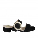 Mule pour femmes en daim noir avec boucle et elastique talon 3 - Pointures disponibles:  32, 33, 34, 35, 42, 43, 44, 45