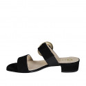 Mule para mujer en gamuza negra con hebilla y elastico tacon 3 - Tallas disponibles:  32, 33, 34, 35, 42, 43, 44, 45