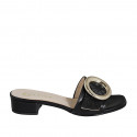 Mule pour femmes en cuir et raphia noir avec boucle talon 3 - Pointures disponibles:  32, 33, 34, 35, 42, 43, 44, 45