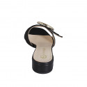 Sabot da donna in pelle e rafia nera con fibbia tacco 3 - Misure disponibili: 32, 33, 34, 35, 42, 43, 44, 45