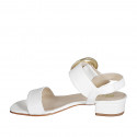 Woman's sandal with buckle in white leather heel 3 - Available sizes:  32, 33, 34, 35, 42, 43, 44, 45