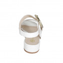 Woman's sandal with buckle in white leather heel 3 - Available sizes:  32, 33, 34, 35, 42, 43, 44, 45