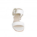 Woman's sandal with buckle in white leather heel 3 - Available sizes:  32, 33, 34, 35, 42, 43, 44, 45