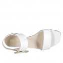 Woman's sandal with buckle in white leather heel 3 - Available sizes:  32, 33, 34, 35, 42, 43, 44, 45