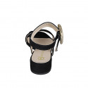 Woman's sandal with buckle in black suede heel 3 - Available sizes:  32, 33, 34, 35, 42, 43, 44, 45