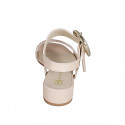 Woman's sandal with buckle in light rose leather heel 3 - Available sizes:  32, 33, 34, 35, 42, 43, 44, 45