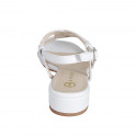 Sandalia para mujer en piel trensada blanca tacon 3 - Tallas disponibles:  32, 33, 34, 35, 42, 43, 44, 45