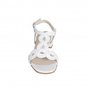 Sandalia para mujer en piel trensada blanca tacon 3 - Tallas disponibles:  32, 33, 34, 35, 42, 43, 44, 45